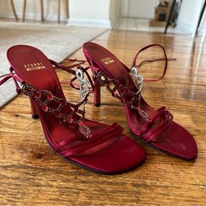 Stuart Weitzman Ruby Red Lightshow Gladiator Sandal Heels Size 7